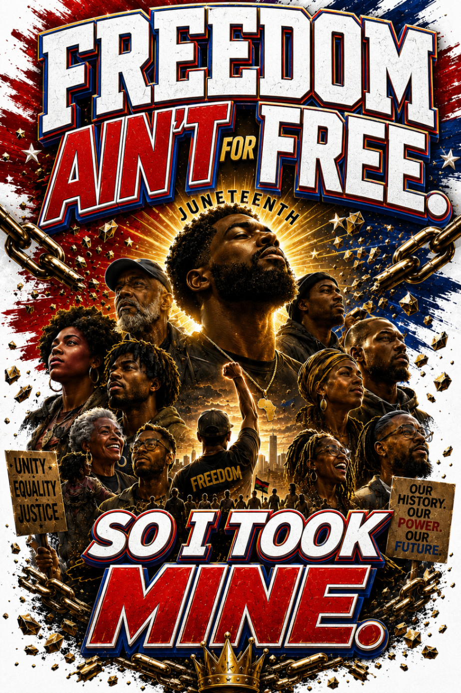 Freedom Ain’t for Free — custom DTF tee pressed in-house by Brilliant Displays