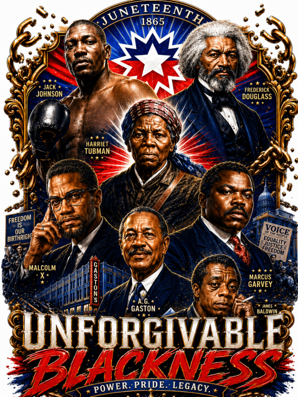 Unforgivable Blackness — custom DTF tee pressed in-house by Brilliant Displays